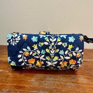 Vera Bradley Quilted Wallet in the “Chandelier Floral" Blue, Yellow, Orange